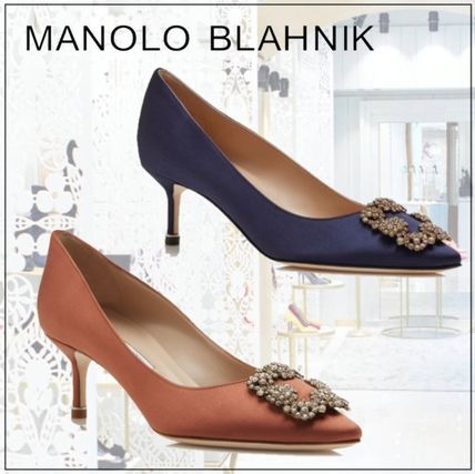 ネイビー(紺)系 23.5cm Manolo Blahnik Hangisi x パンプス ...