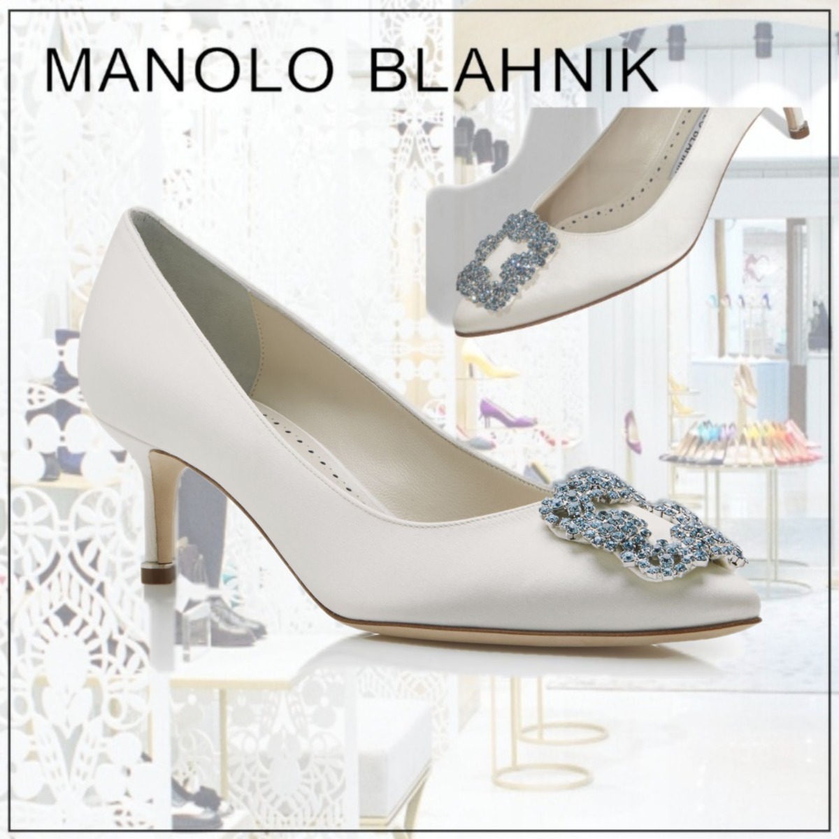 [MANOLO BLAHNIK] HANGISI BRIDE 50 ジュエルバックルパンプス