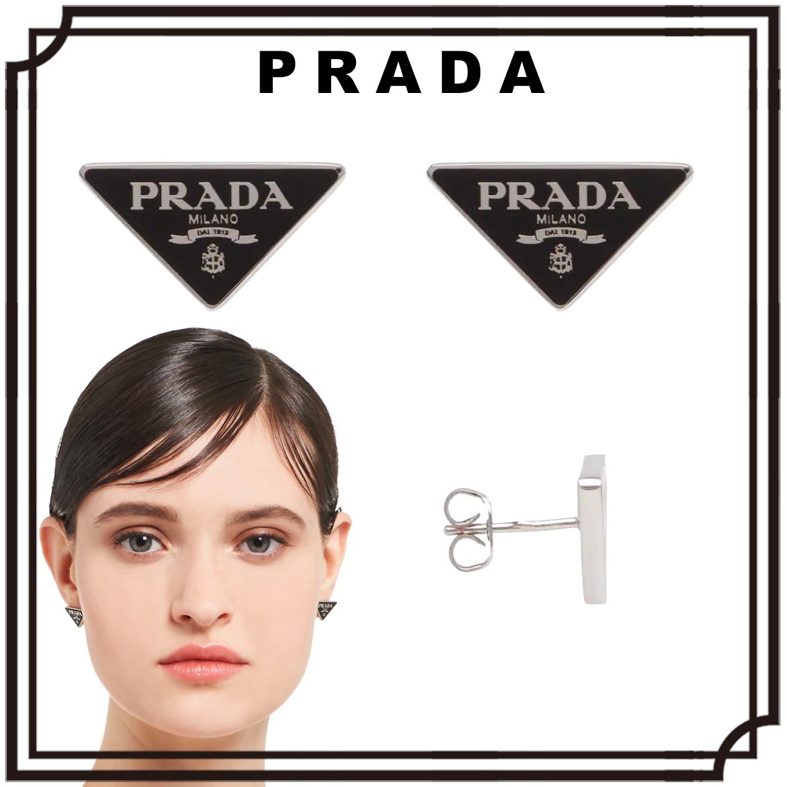 PRADA プラダ シンボル スターリングシルバー ピアス 直営店買付