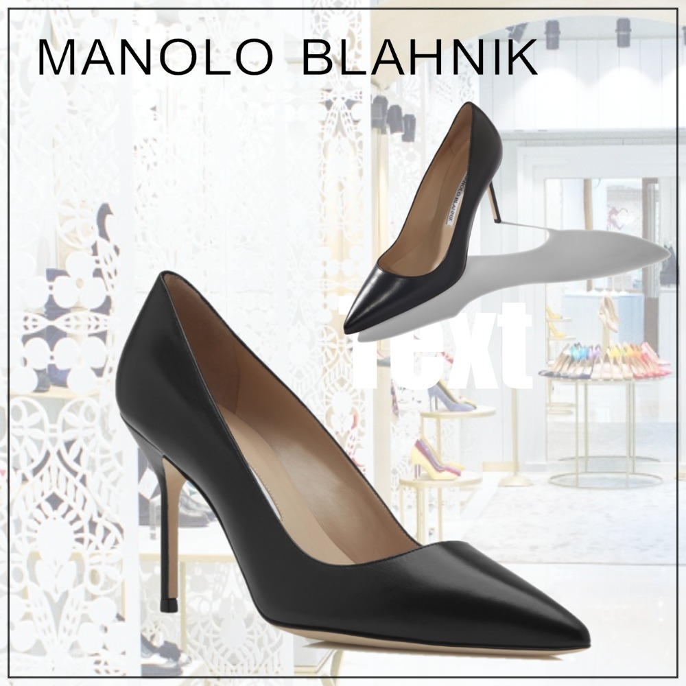 [MANOLO BLAHNIK] BB カーフレザーポインテッドトゥパンプス