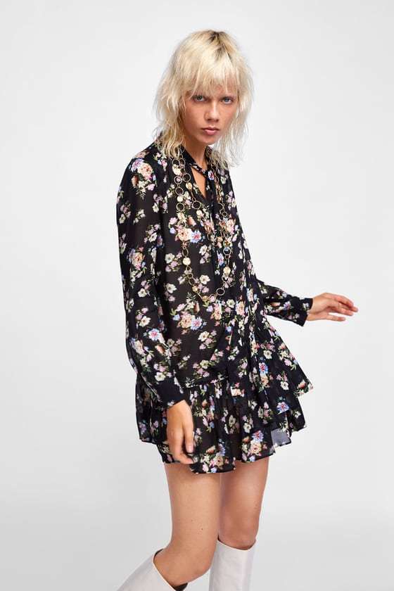 フラワープリントワンピース＆ショーツ - ピンク | ZARA Japan