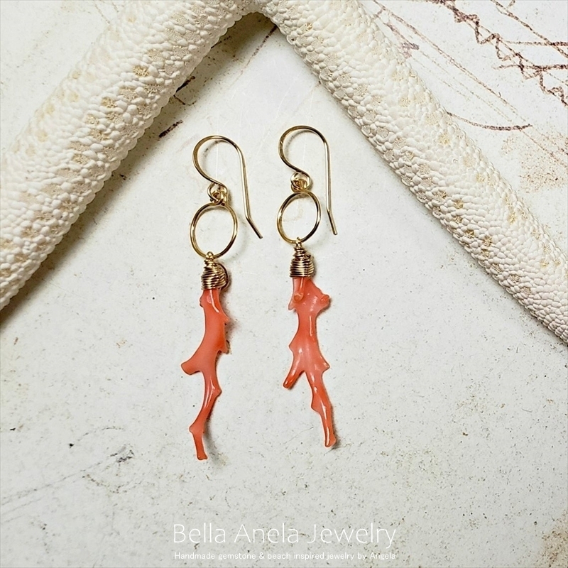 コーラル ブランチ フープ ピアス ハワイ BellaAnela