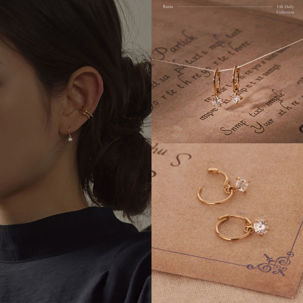 Wing bling☆[14K Gold] Rania ワンタッチリングピアス_2種類