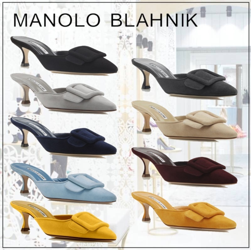 [MANOLO BLAHNIK] MAYSALE スエード キトゥンヒール ミュール