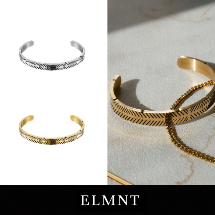 関税/送料込み【ELMNT】フェザーメンズブレスレット 18k