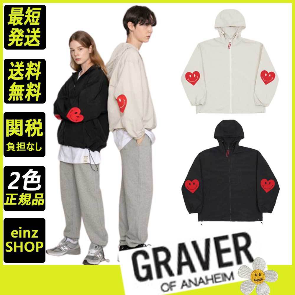 【GRAVER】Elbow Heart Smile Red Clip Windbreaker