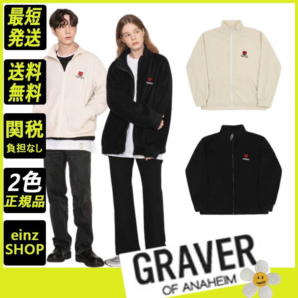 【GRAVER】heartboard embroidery white clip fleecezipupjacket