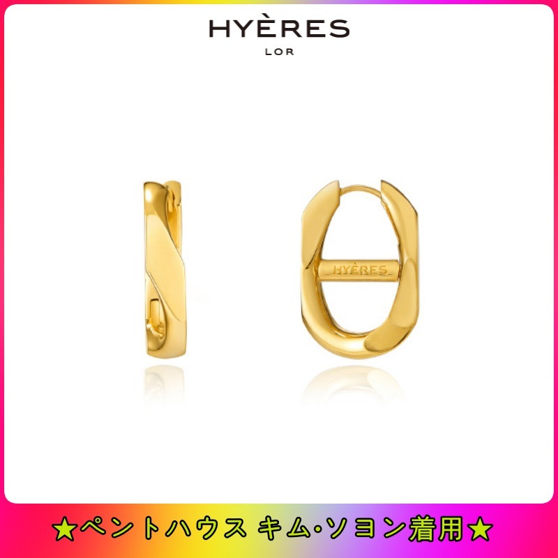 【Hyeres lor】Curve Emblem Earring M Yellow HL5E13518Y9XXX
