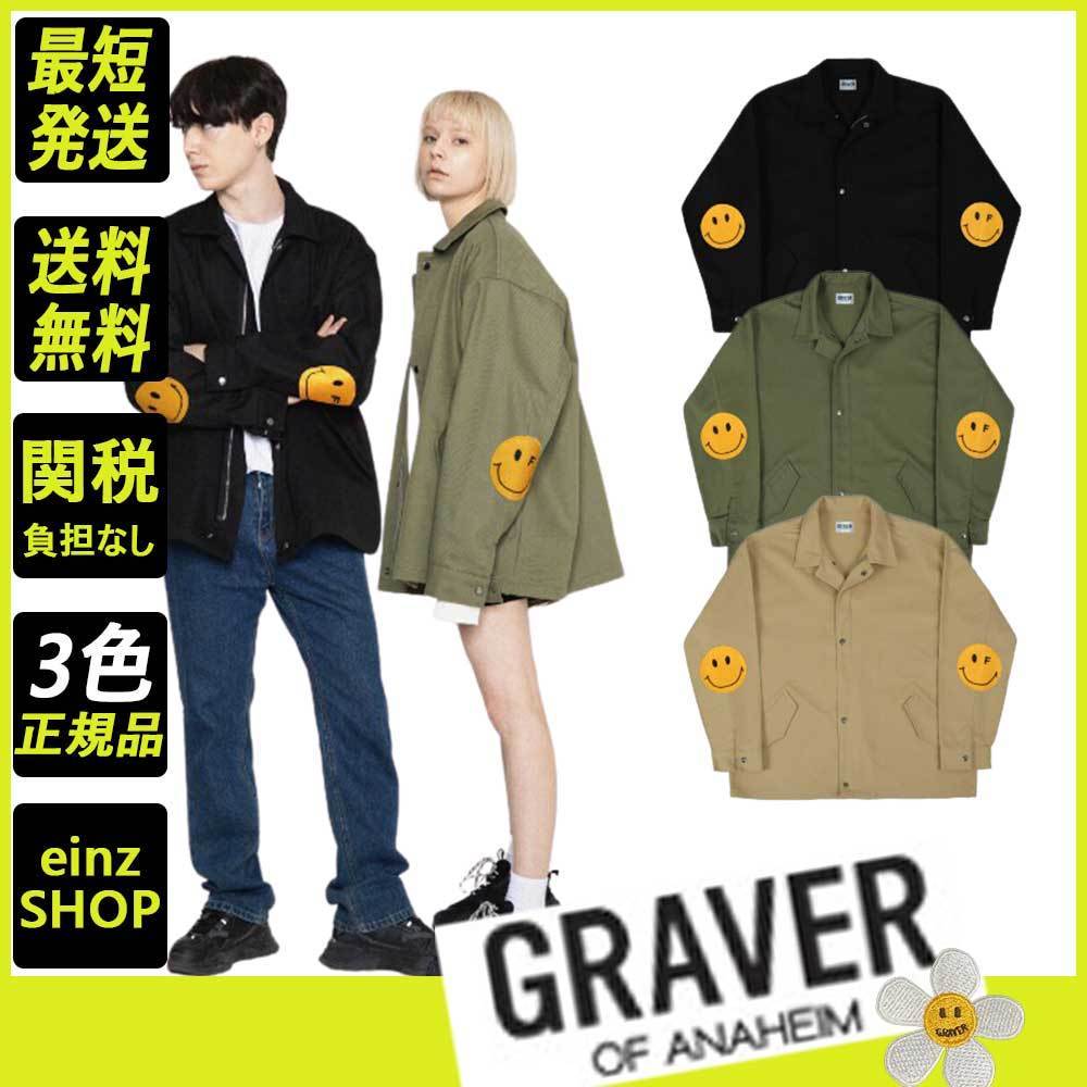 【GRAVER】Dot Smile Embroidery White Clip Jacket