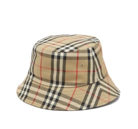 BURBERRY Technical Cotton Giant Check Globe Bucket Hat M Soft Fawn 1301020