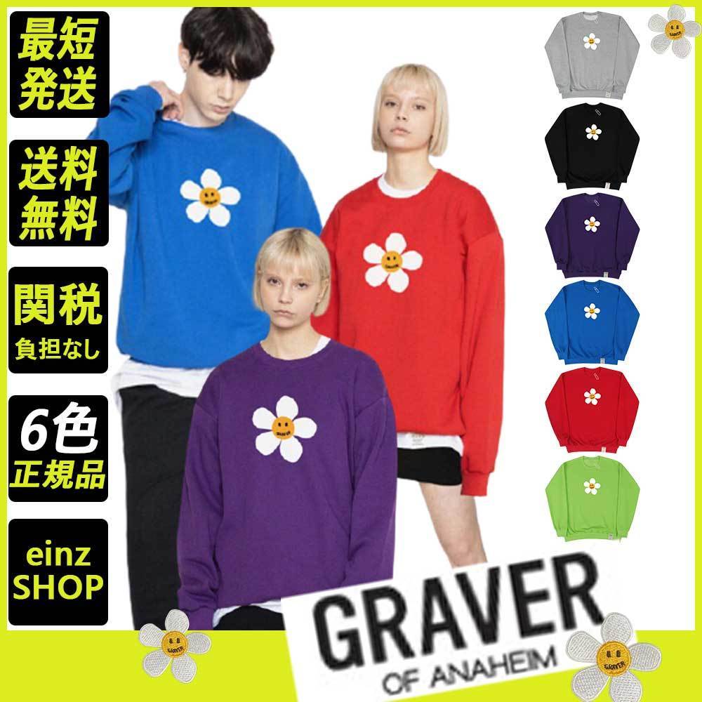【GRAVER】Big Flower Dot White Clip Sweatshirt