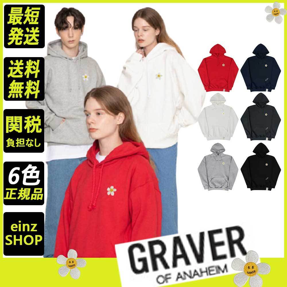 【GRAVER】Flower Dot Embroidery White Clip Hoodie