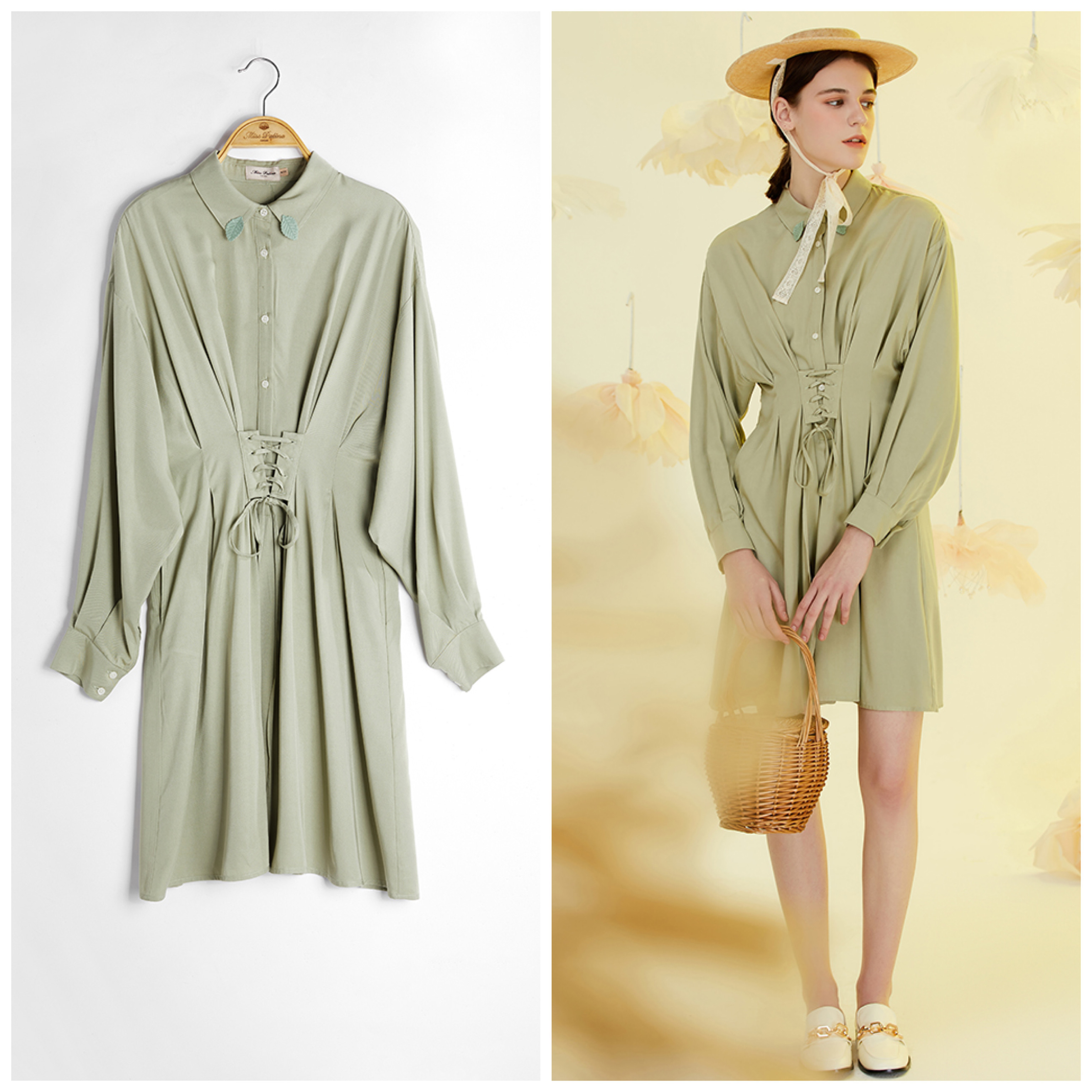 Taylor愛用ブランドBurgeon Shirt Dress*レースアップワンピース