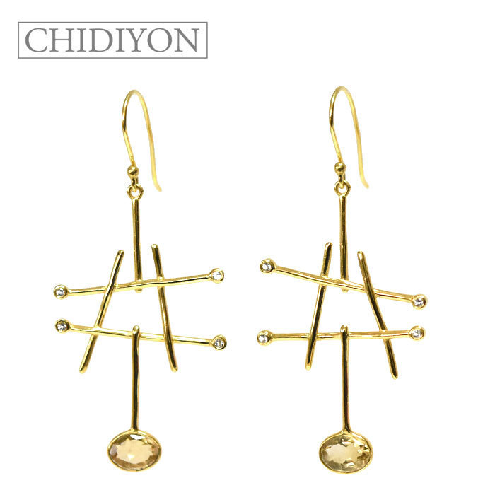 【国内即発】≪CHIDIYON≫ シトリン／ホワイトトパーズ ピアス