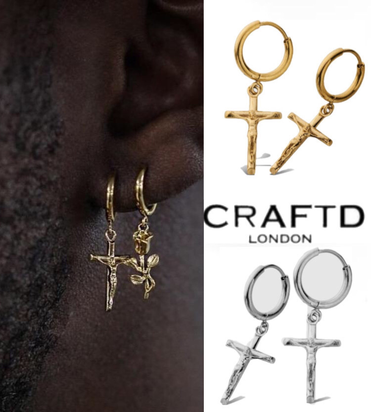 関税/送料込み【craftdlondon】十字架イヤリング18k