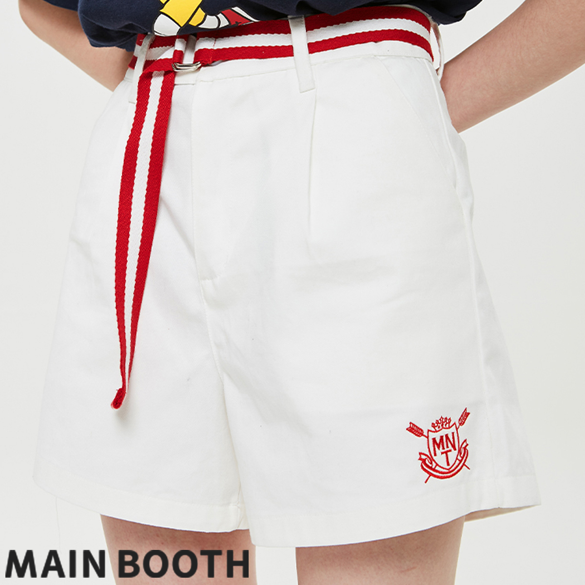 ★MAINBOOTH★(W)University Oversized Shorts(WHITE)★正規品