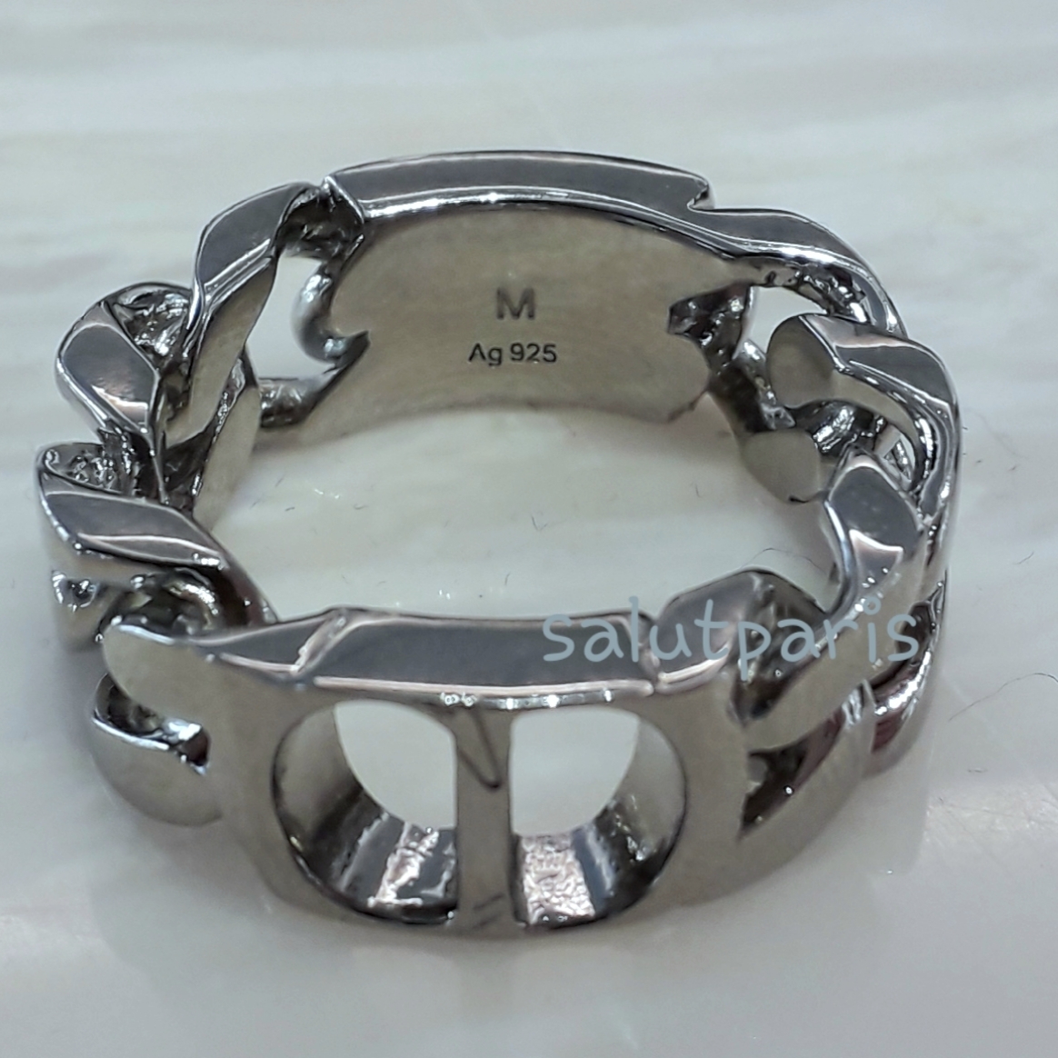 送料込*ディオール*CDアイコン シルバー925チエーンリンクリング (Dior