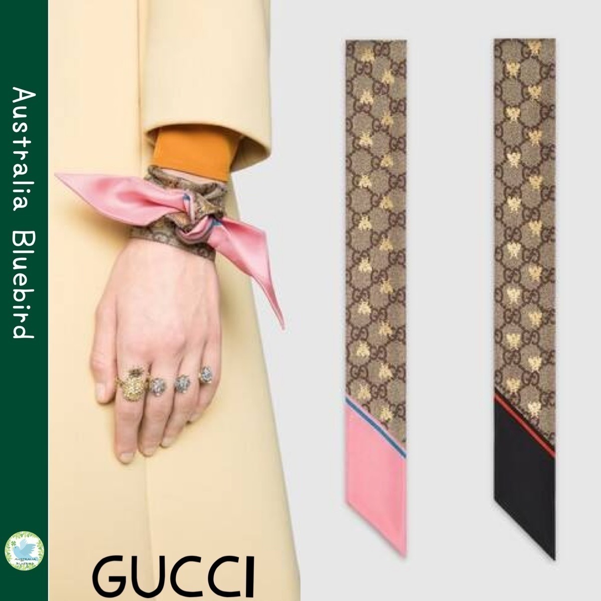 関税込み★GUCCI★GG ビー（ハチ） シルクツイル ネックボウ