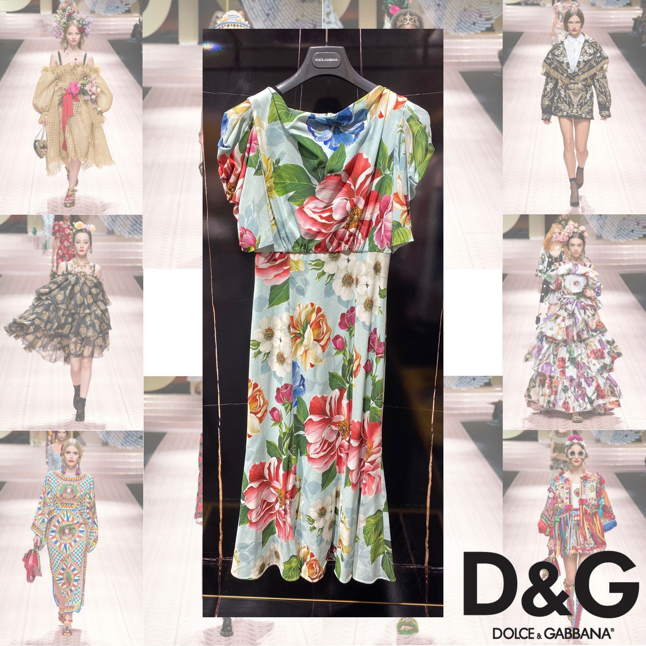 Dolce & Gabbana レーヨン フローラルプリント 半袖 ワンピース