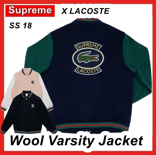 パーカー・フーディ Supreme LACOSTE Wool Varsity Jacket SS 18 2018