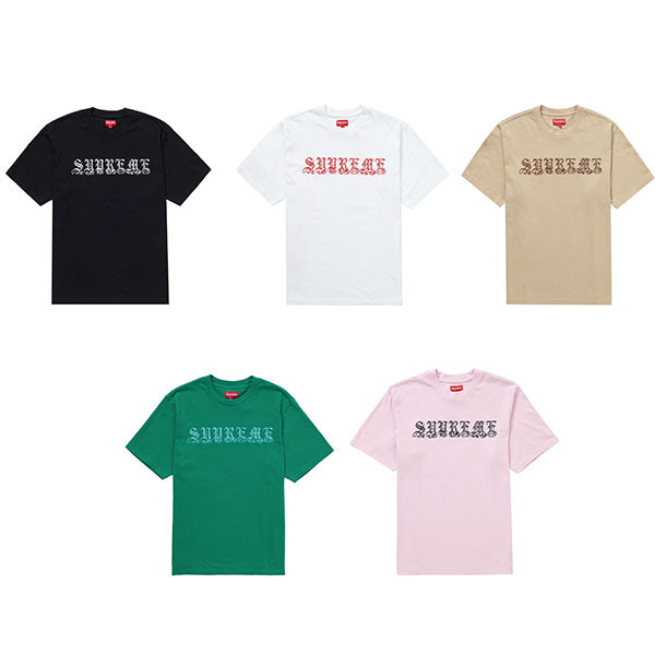 シュプリーム☆オールドイングリッシュラインストーンTシャツ