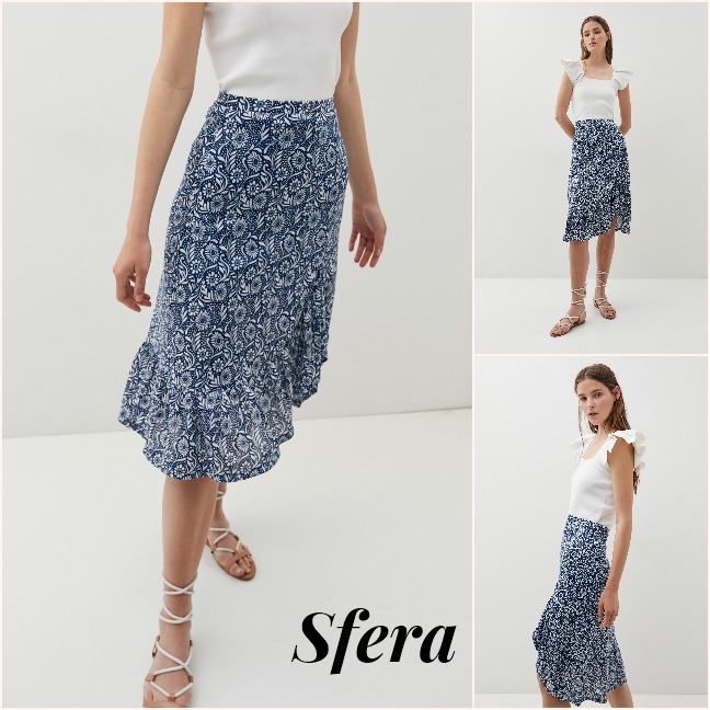 スペイン★Sfera★裾フリルに注目 花柄モダンな大人女子スカート