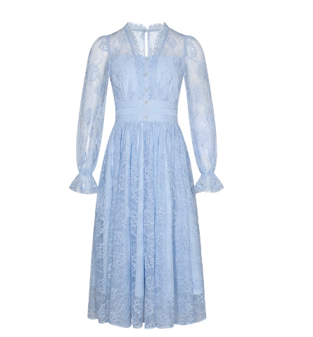 再入荷 ブルー レース 長袖 ドレス ワンピース 結婚式 再入荷 ブルー レース 長袖 ドレス ワンピース 結婚式