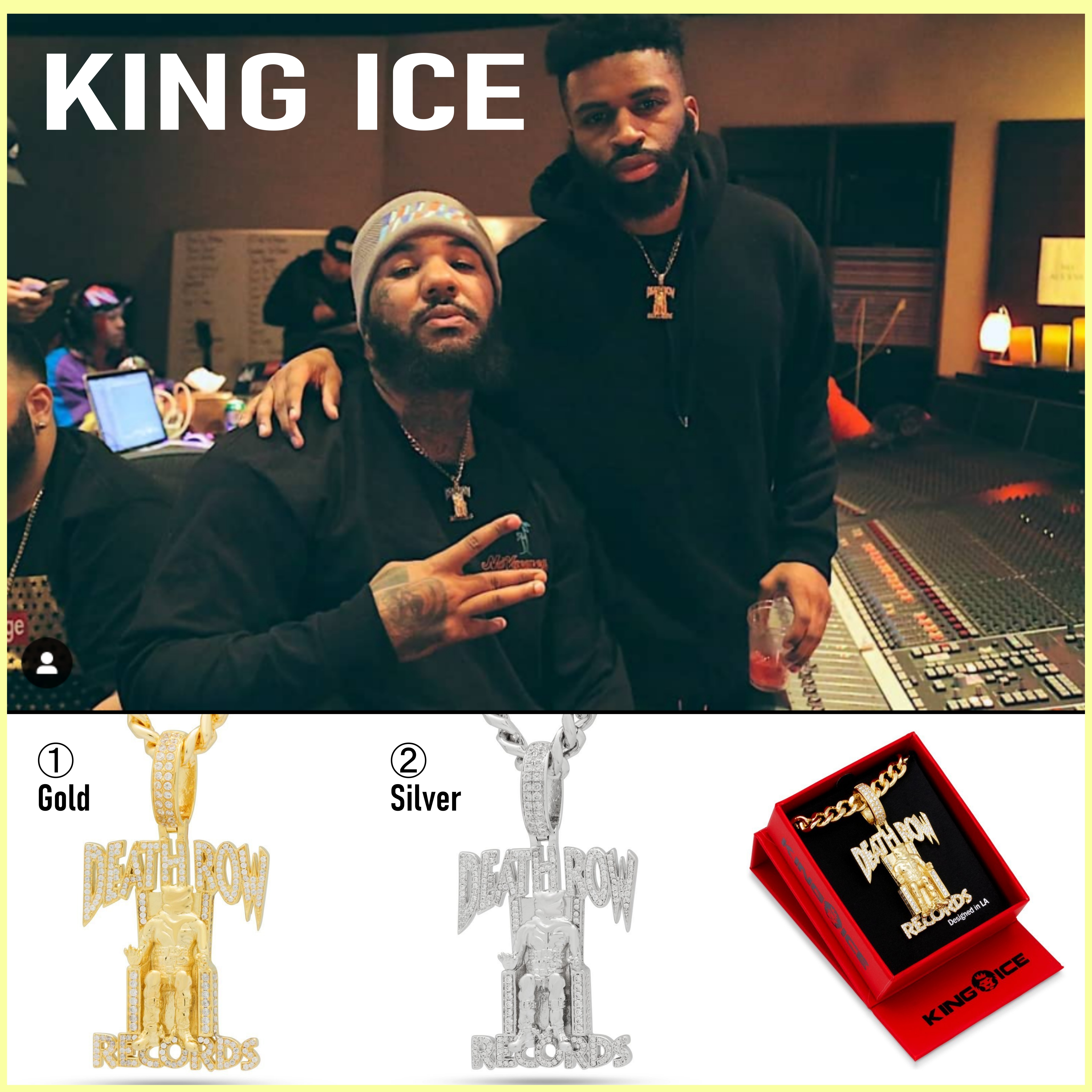 送料税込【DEATH ROW RECORDS x KING ICE】ICED NECKLACE☆(2色)