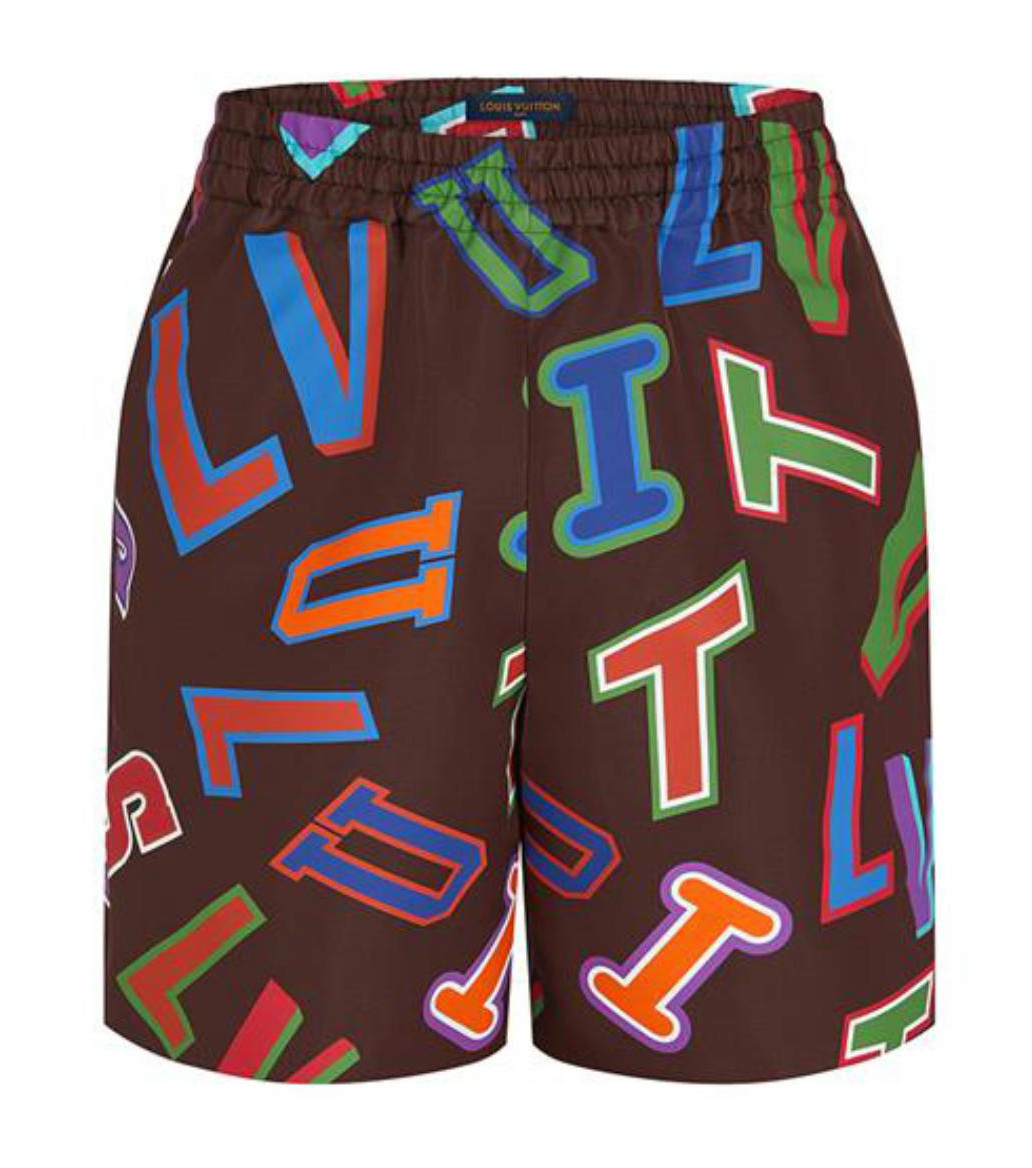 Shop Louis Vuitton Monogram Logo Basket Ball Pants Shorts by