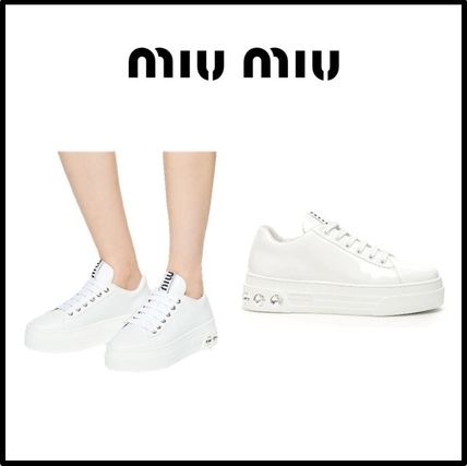 MiuMiu Platform & Wedge Platform Casual Style Logo Platform & Wedge Sneakers