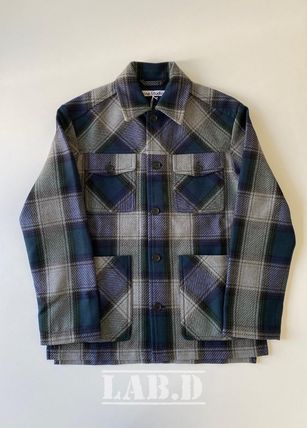 Acne Studios シャツ ACNE STUDIOS | CHECK SHIRT JACKET NAVY/GREY シャツジャケット