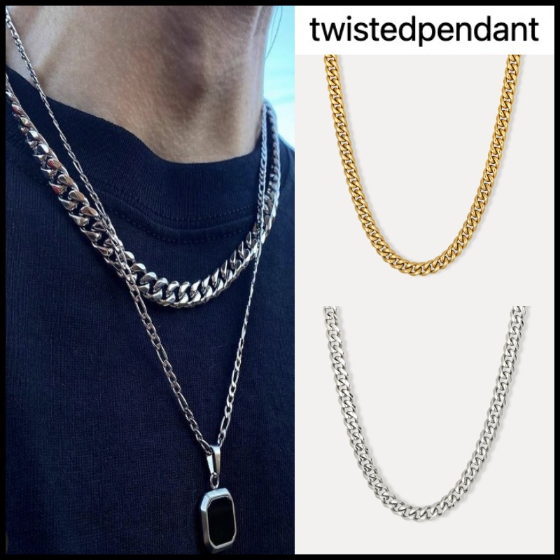関税/送料込み【twistedpendant】キューバチェーンネックレス8mm