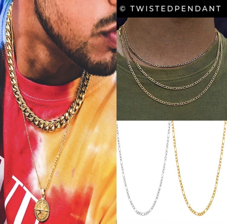 関税/送料込み【twistedpendant】フィガロチェーンネックレス3mm