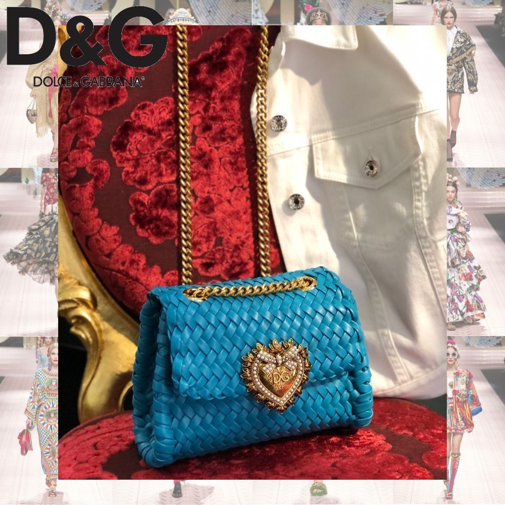 Dolce&Gabbana DEVOTION ハート ショルダーバッグ ターコイズ