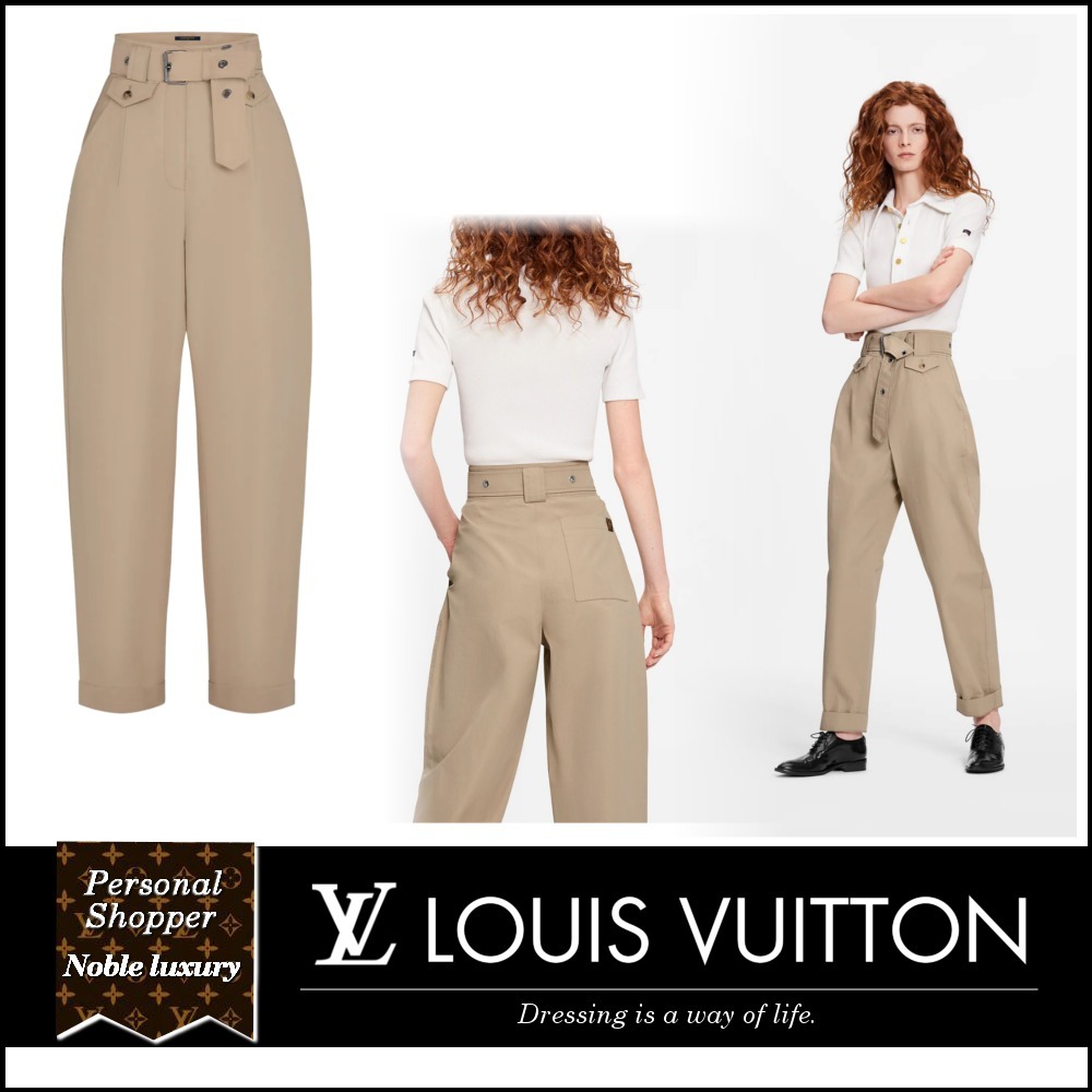 完売必至 LOUIS VUITTON ベルテッドキャロットパンツ コットン 新発売の