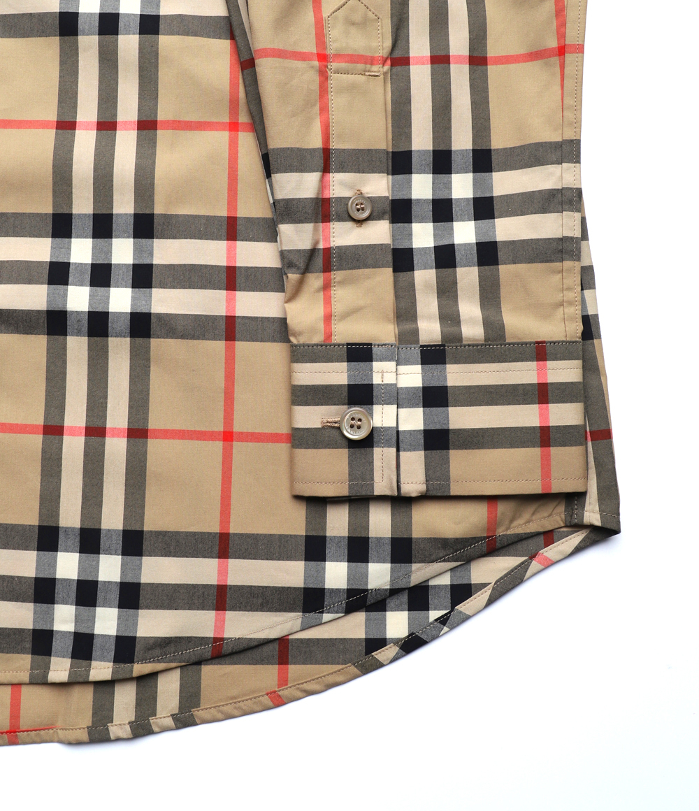 BURBERRY チェック コットンポプリン シャツ 人気 BURBERRY バーバリー チェック ストレッチ コットンポプリンシャツ
