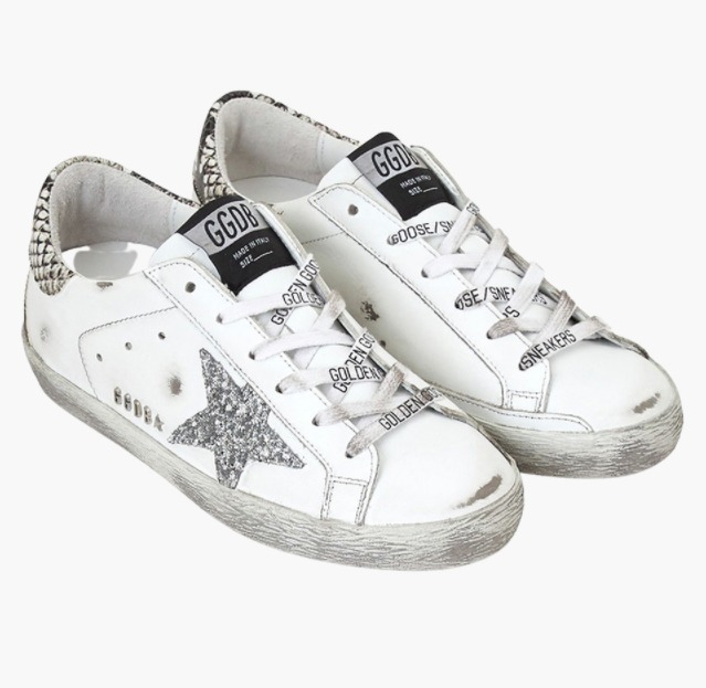 【Golden Goose】 Classic Glitter Star Snakeskin Tab(22.5-26)