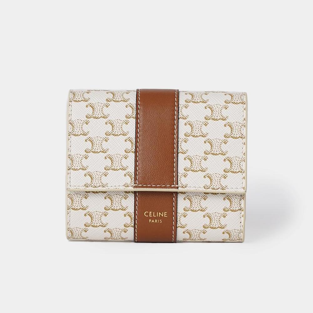 Small Trifold Wallet in Triomphe Canvas and Lambskin 財布