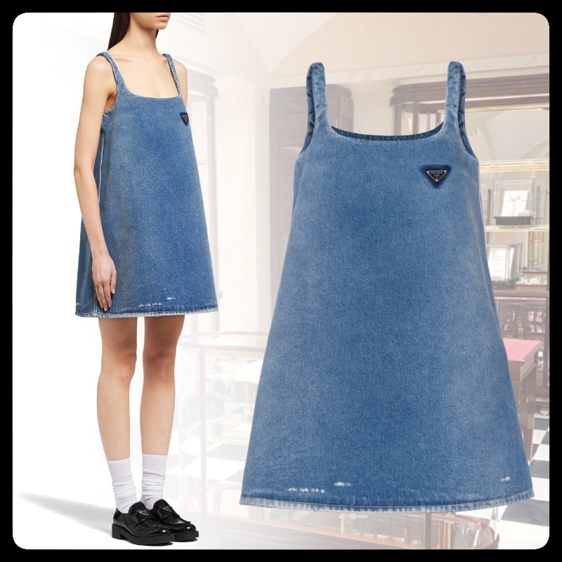 新発売 【直営店】PRADA◆オーガニック デニム ネイビー ミニワンピース ワンピース 新発売 【直営店】PRADA◆オーガニック デニム ネイビー ミニワンピース ワンピース