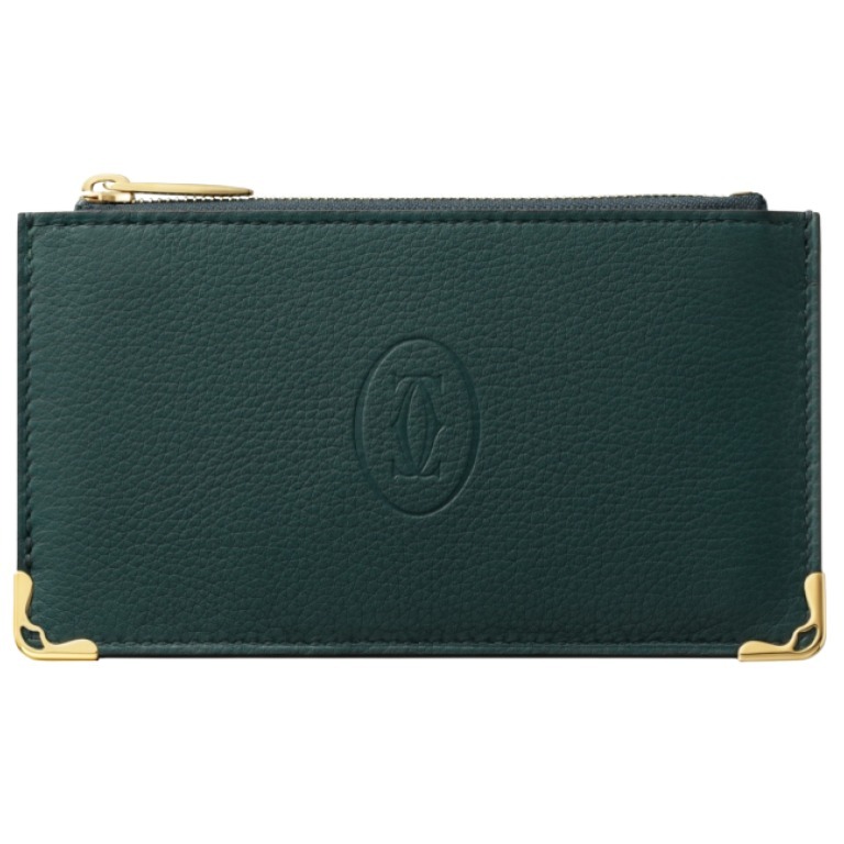 Cartier カードケース・名刺入れ 即発*Cartier カルティエ カードホルダー 革 ロゴ 緑 ゴールド(2)