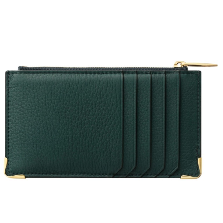 Cartier カードケース・名刺入れ 即発*Cartier カルティエ カードホルダー 革 ロゴ 緑 ゴールド(3)