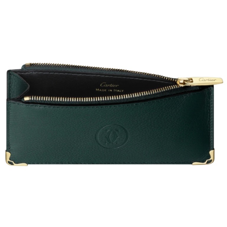 Cartier カードケース・名刺入れ 即発*Cartier カルティエ カードホルダー 革 ロゴ 緑 ゴールド(4)