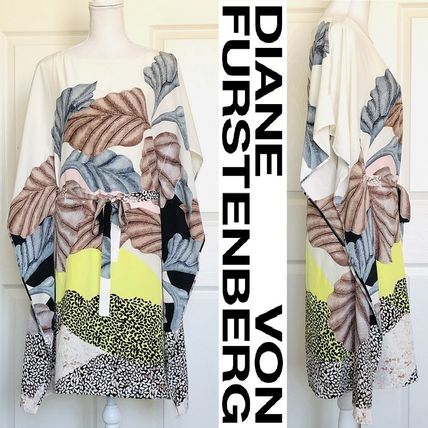 DIANE von FURSTENBERG ワンピース DVF ダイアン カフタン プリントゆるワンピースHANKYベルト付き