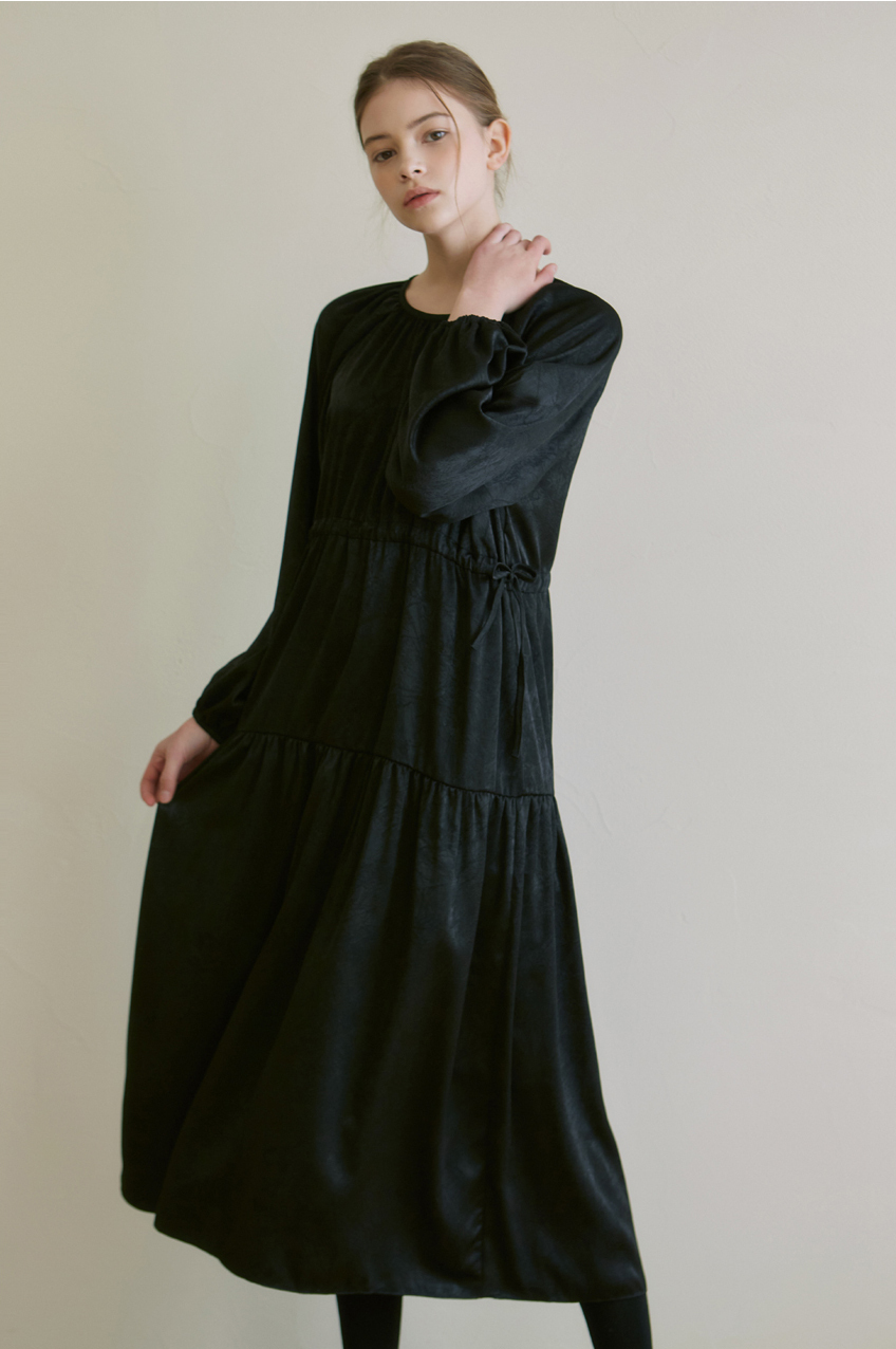 ワンピース [YAN13] ROMANTIC SHIRRING LONG OPS_BLACK