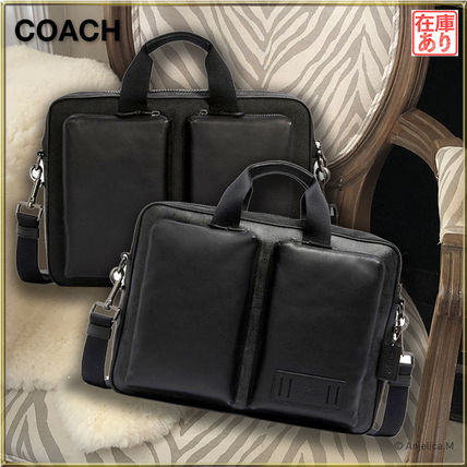 Coach Business & Briefcases Monogram Unisex Canvas Nylon Blended Fabrics A4 2WAY Plain