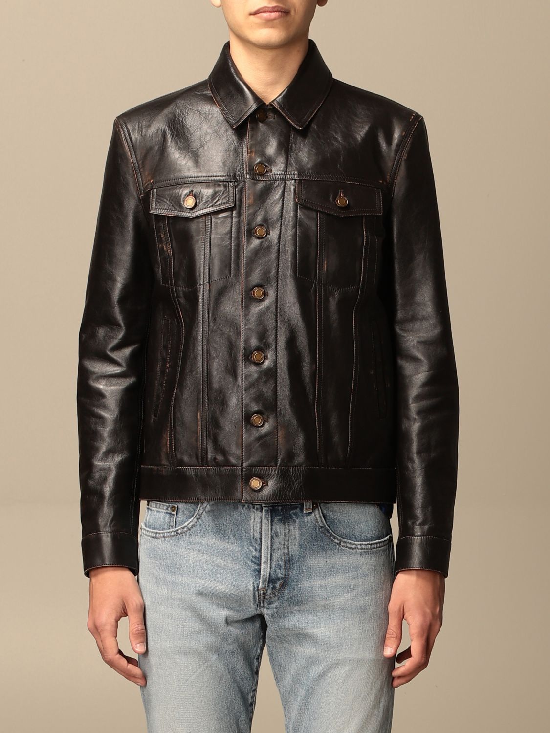 Shop Saint Laurent 2021 SS DENIM-STYLE JACKET IN AGED Shop Saint Laurent 2021 SS DENIM-STYLE JACKET IN AGED