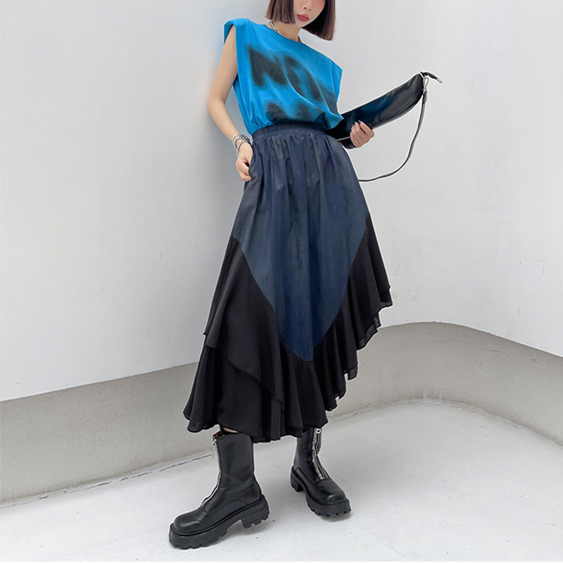 【再入荷】素敵 アシンメトリー ロングスカート フレア