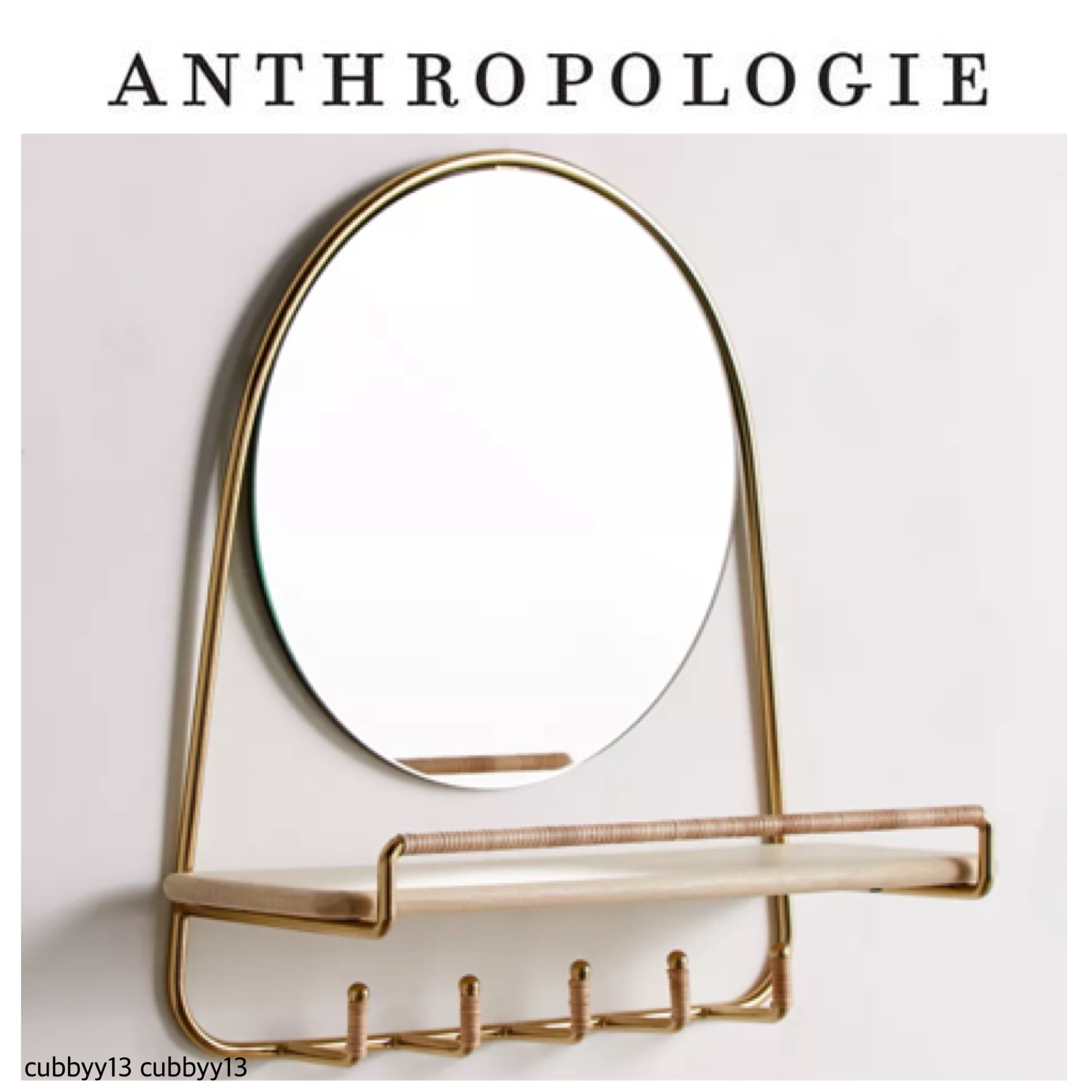 棚・ラック・収納 Urban Outfitters Ella Mirror Multi-Hook Wall Shelf