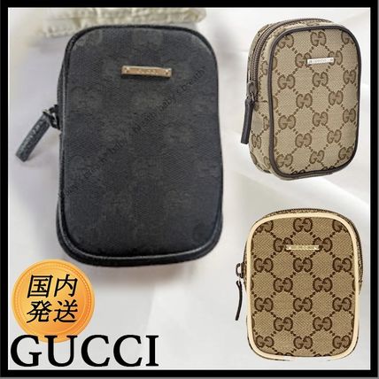 GUCCI Pouches & Cosmetic Bags Monogram Unisex Canvas Blended Fabrics Bi-color Leather