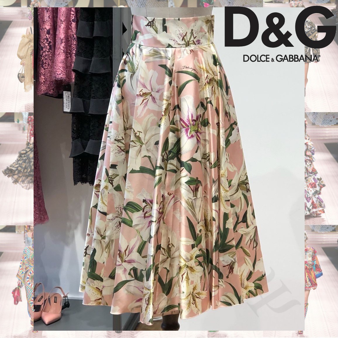 Dolce & Gabbana シルク フローラルプリント フレアスカート